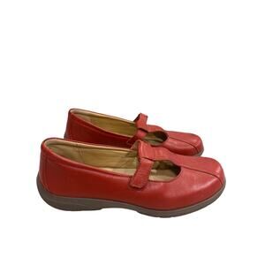 Hotter Nirvana Women's Size 9 Red Leather Wide Fit Slip-On Cushioned Flat Shoes